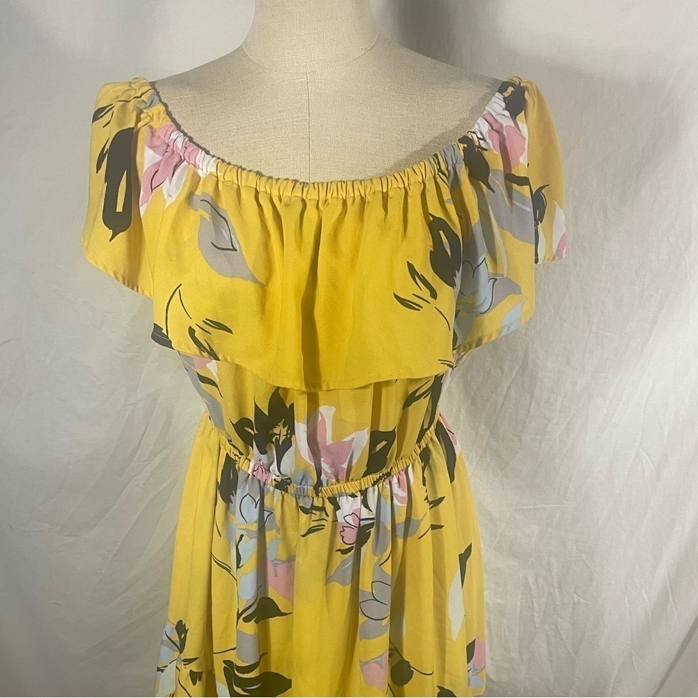 Lane Bryant Yellow Floral Off Shoulder High Low Maxi Dress Size 18/20 - Picture 3 of 6